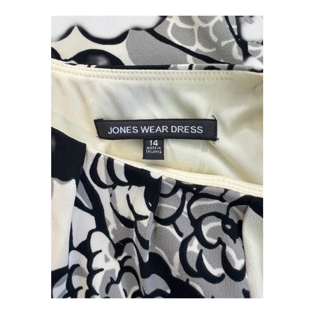 EUC JONES WEAR Black & Cream Floral Mid Length Dress Sz 14 + Flexees Shapewear - Picture 7 of 15